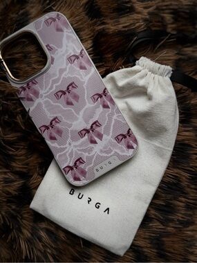 BURGA Pink Bow Lace Pattern Protective IPhone 16 Pro Max Case